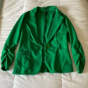 Kelly Green Comfort Ruched Sleeve Blazer